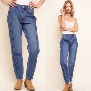 Umgee High Waist Rise Mom Fit Jeans Pintuck Leg 90's Style Size 27